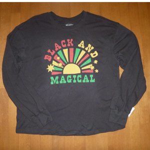Womens Mighty Fine "BLACK and MAGICAL" Long Sleeve TShirt Size L XL 1X 2X 3X NWT